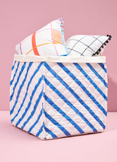 Caixa Organizadora Grande - Listrado Anil